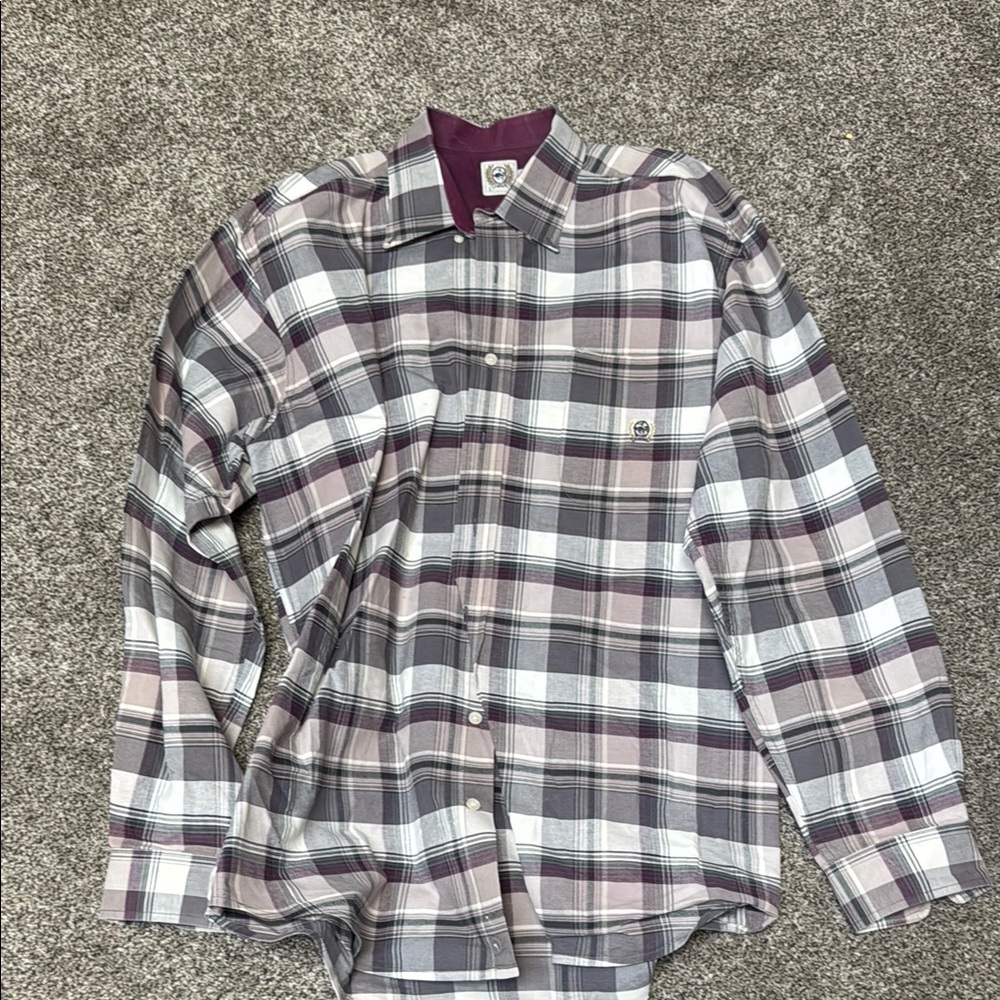Cinch Purple and Gray Casual Button Down Shirt